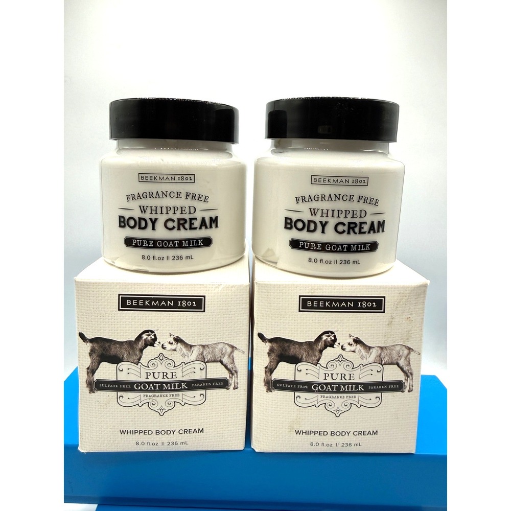 SET OF 2 BEEKMAN 1802 Pure Fragrance Free Lotion Goat Milk Whipped Body Cream